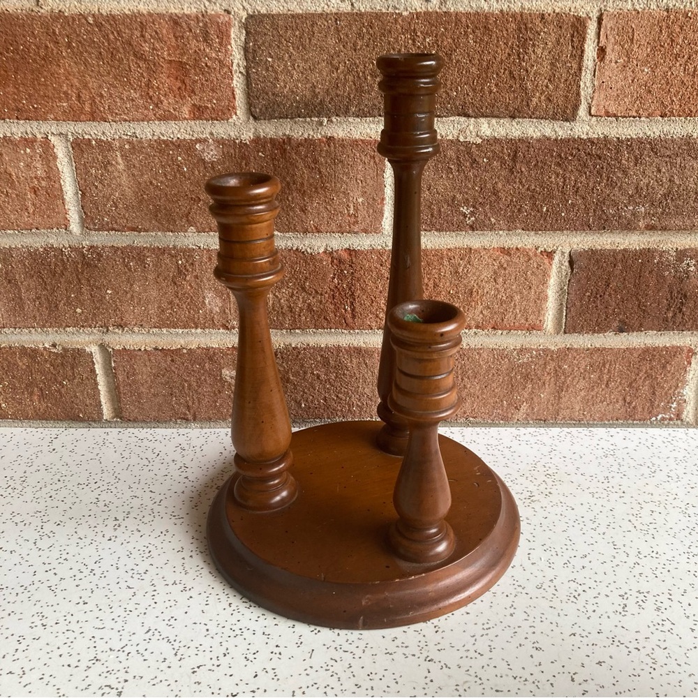 Vintage Wood Candle Holder